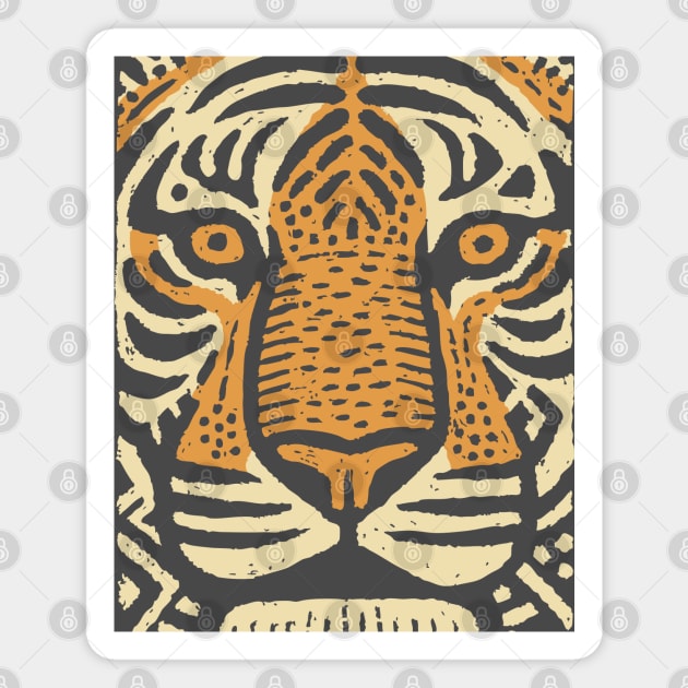 Primal Tiger Spirit | Tribal Big Cat Graphic Magnet by TuncGK